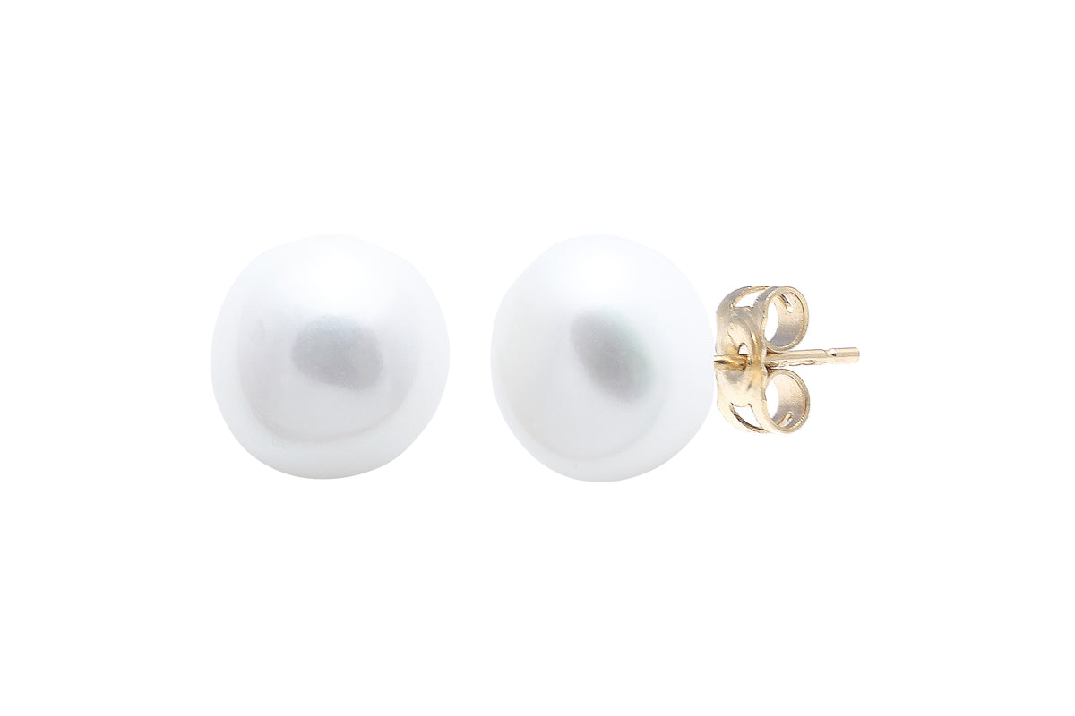 9ct Gold Baroque Pearl 9mm Stud Earrings