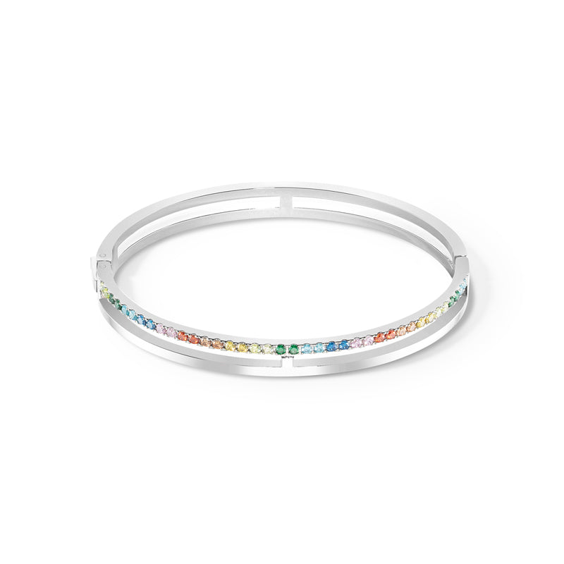 Coeur de Lion Eternal Unity Stainless Steel Multi Crystal Bangle