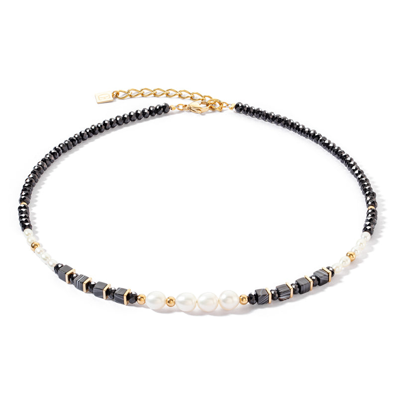 Coeur de Lion Pearls & Onyx Gold Plated Necklace