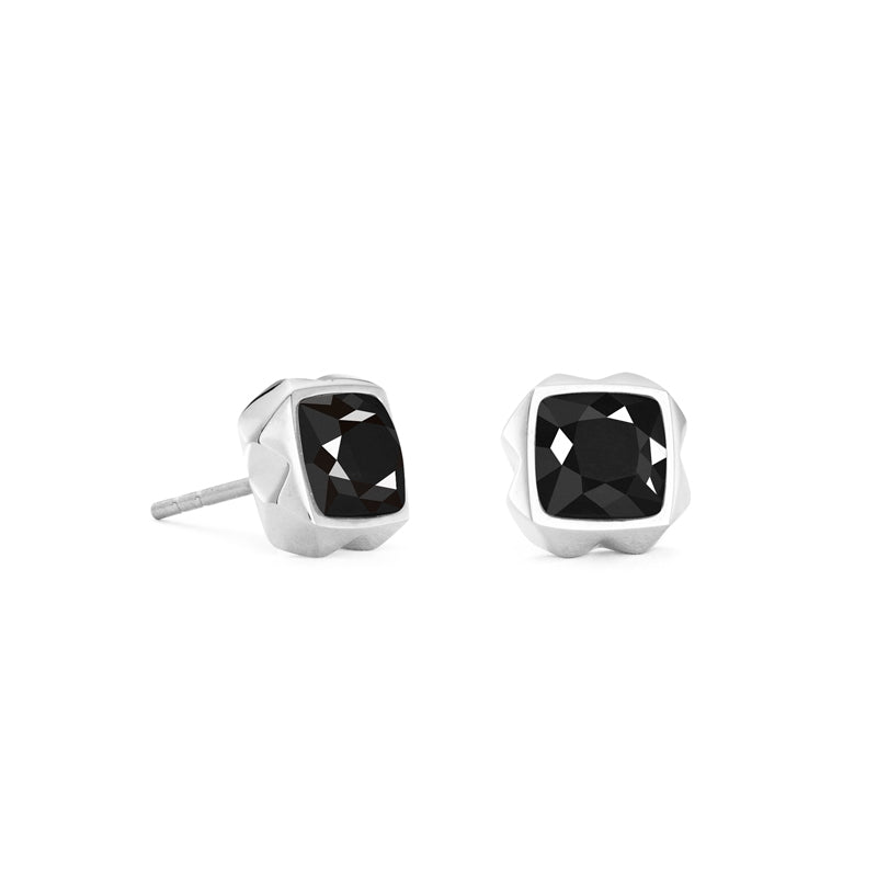 Coeur de Lion Spikes Square Onyx Stainless Steel Earrings