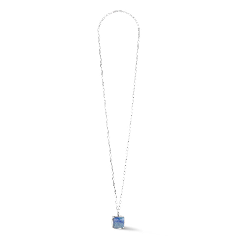 Coeur de Lion OE Amulet Square Blue Aventurine Stainless Steel Necklace