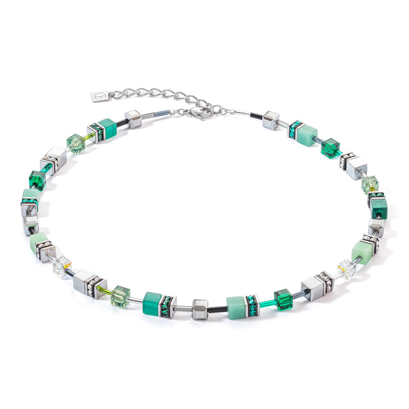 Coeur de Lion GeoCUBE® Iconic Silver-Green Necklace