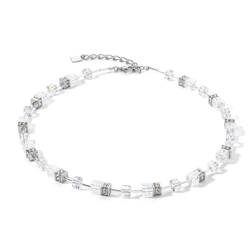 Coeur de Lion GeoCUBE® Iconic Nature Silver-Clear Necklace