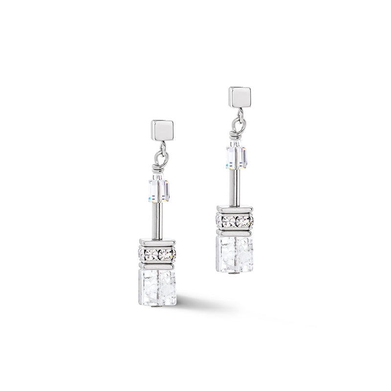 Coeur de Lion GeoCUBE® Iconic Nature Silver-Clear Earrings