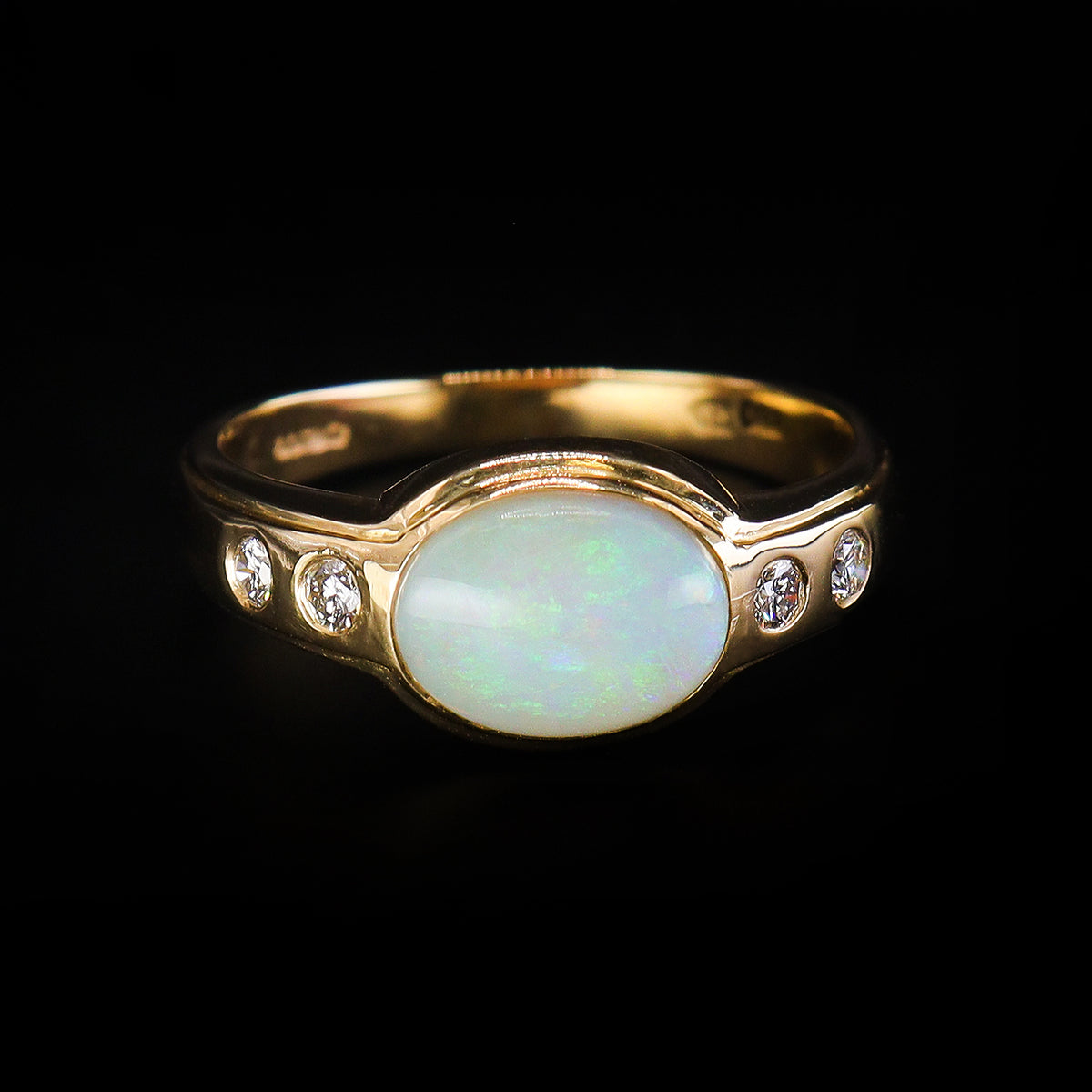 Pre-Owned 18ct Yellow Gold Opal & Diamond Ring