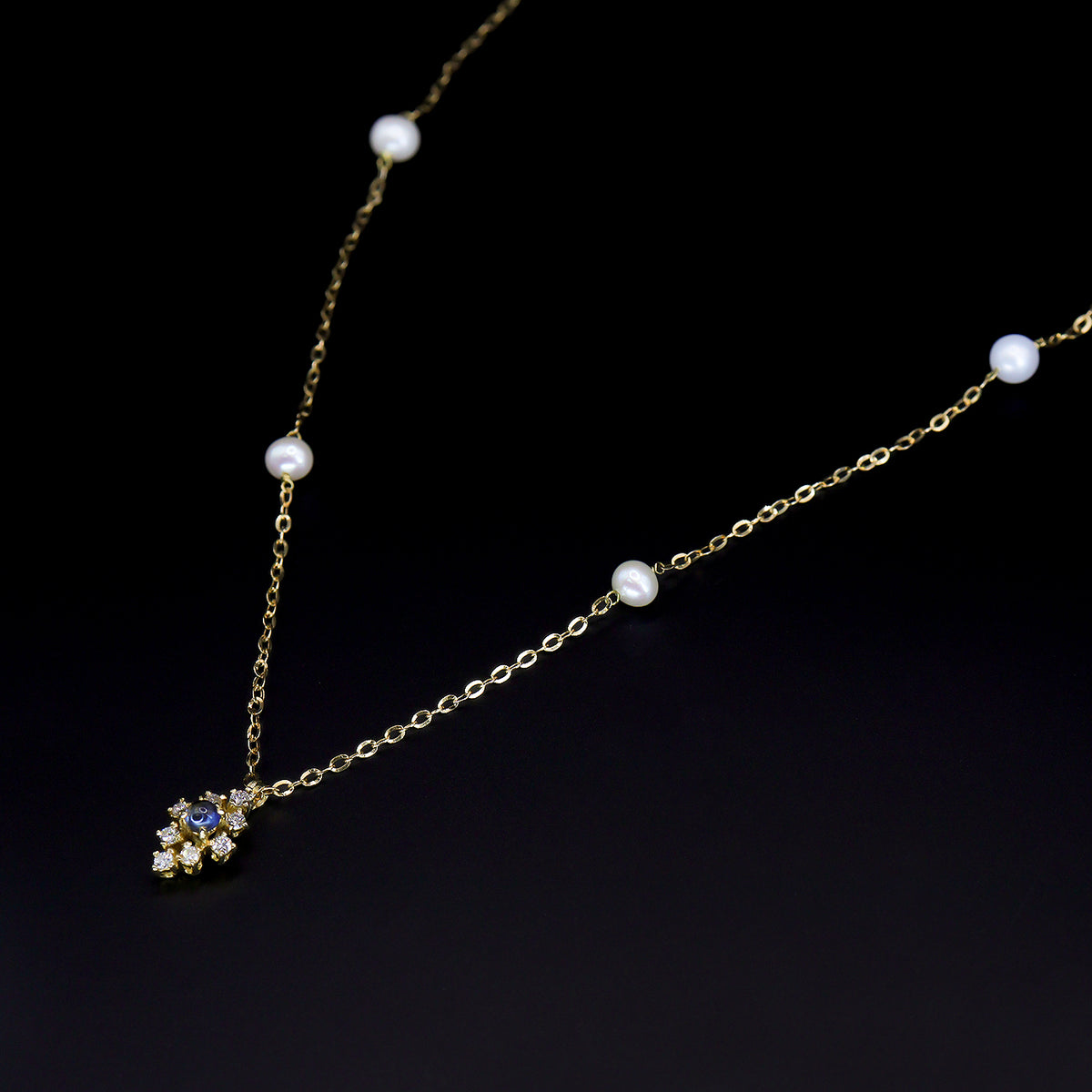 Pre-Owned 18ct Gold Sapphire, Diamond and Freshwater Pearl Necklace