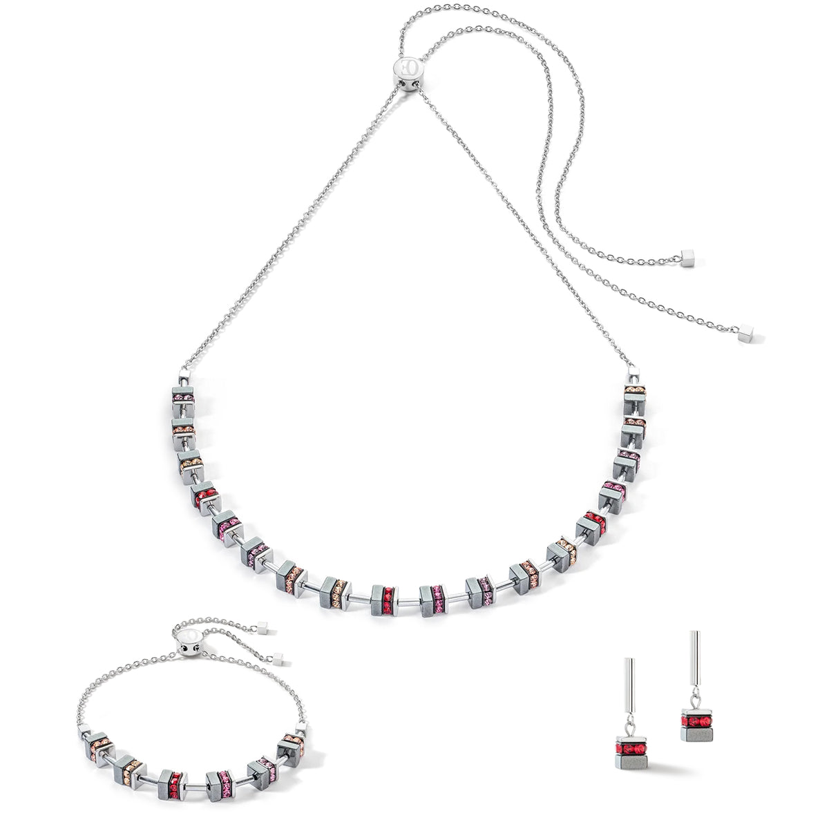 Coeur de Lion Sparkling Classic Silver-Red Necklace