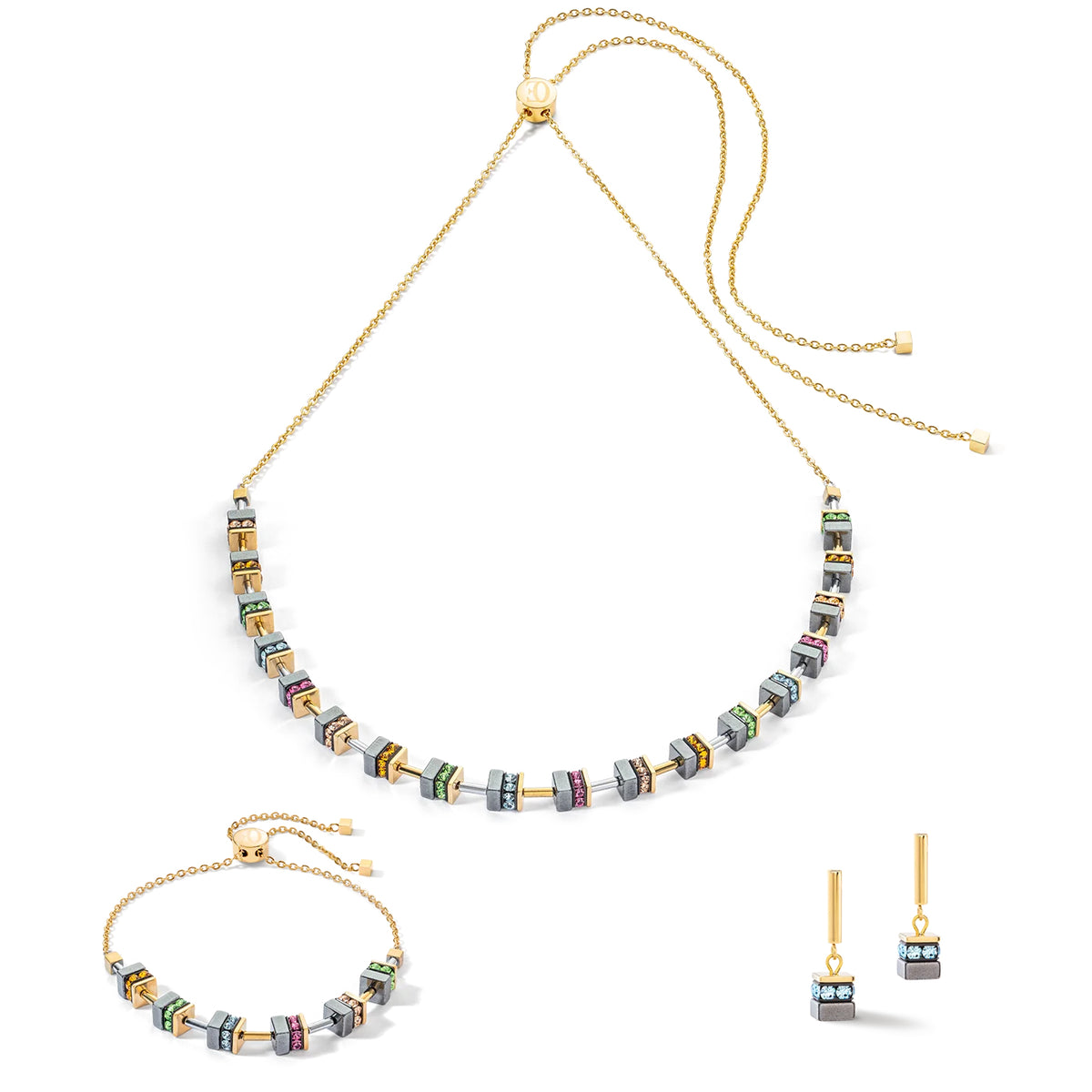 Coeur de Lion Sparkling Classic Gold - Multicolour Chain Necklace