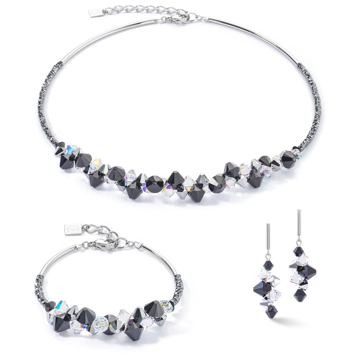 Coeur de Lion Dancing Crystals Update Silver-Black Bracelet