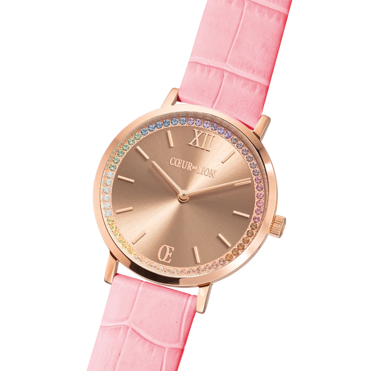 Coeur de Lion Round Pastel Lovers Rose Gold Bracelet Leather Pink Watch