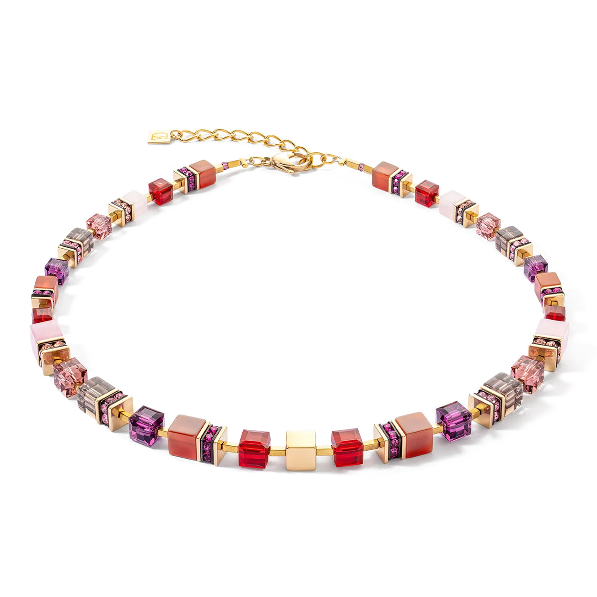 Coeur de Lion GeoCUBE® Precious Gold-Red Statement Necklace