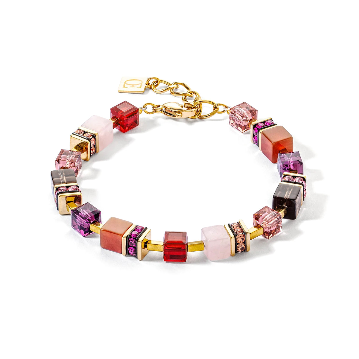 Coeur de Lion GeoCUBE® Precious Statement Gold-Red Bracelet