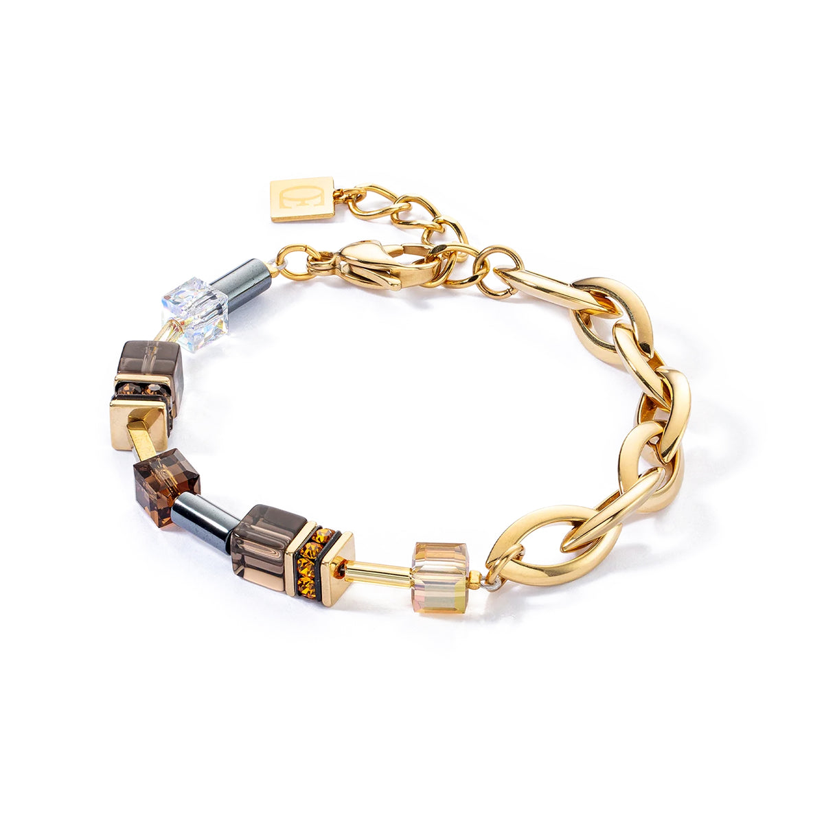 Coeur de Lion GeoCUBE® Chunky Chain Gold-Brown Bracelet