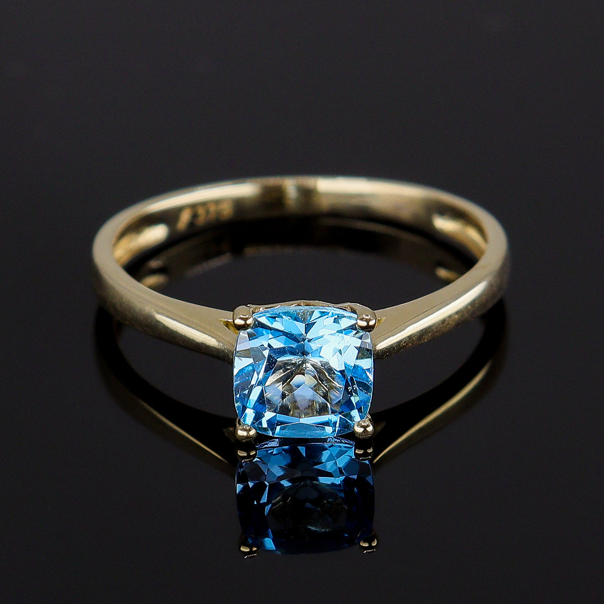 Pre-Owned Swiss Blue Topaz Solitaire Ring