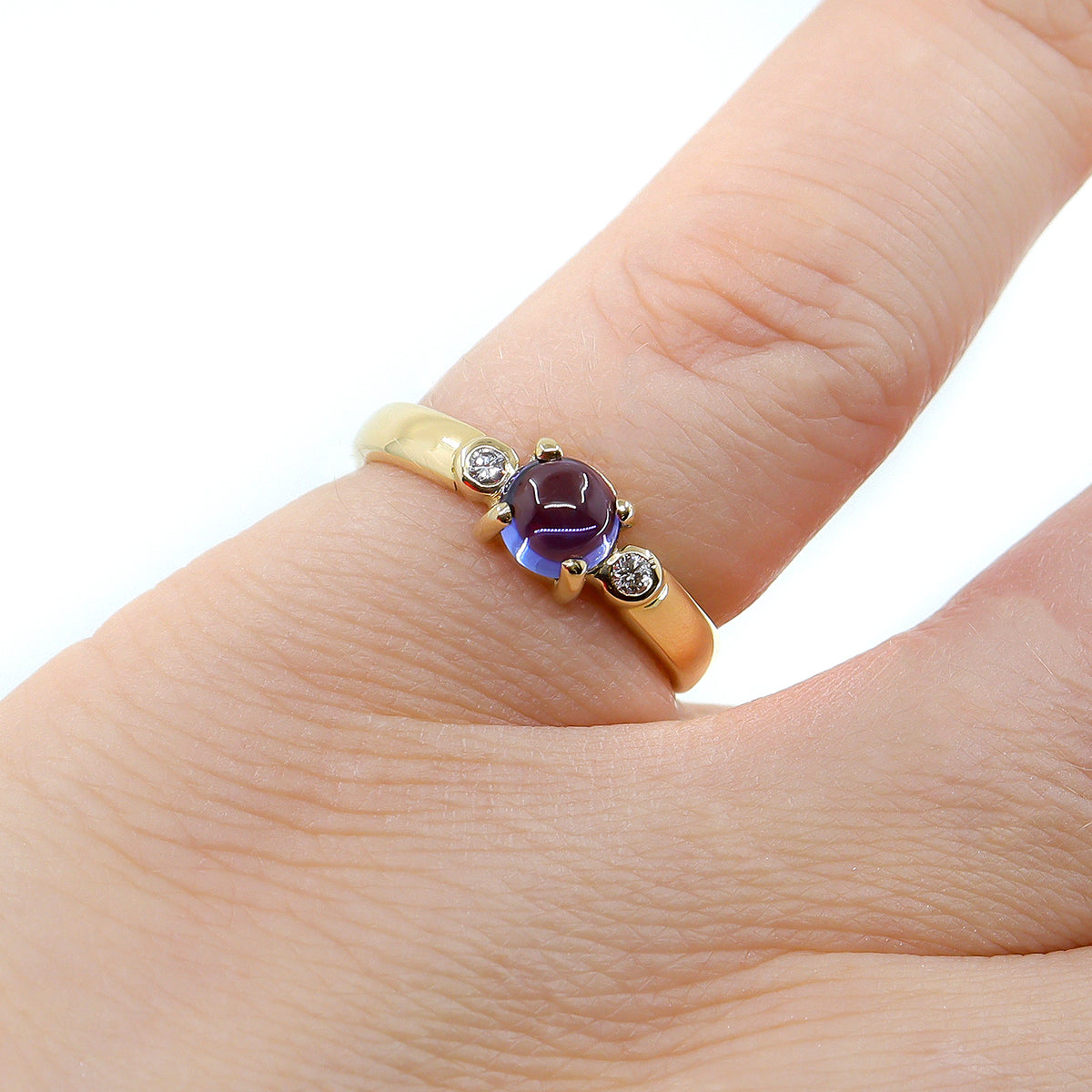 Pre-Owned Cabochon Tanzanite & Diamond Trilogy Ring