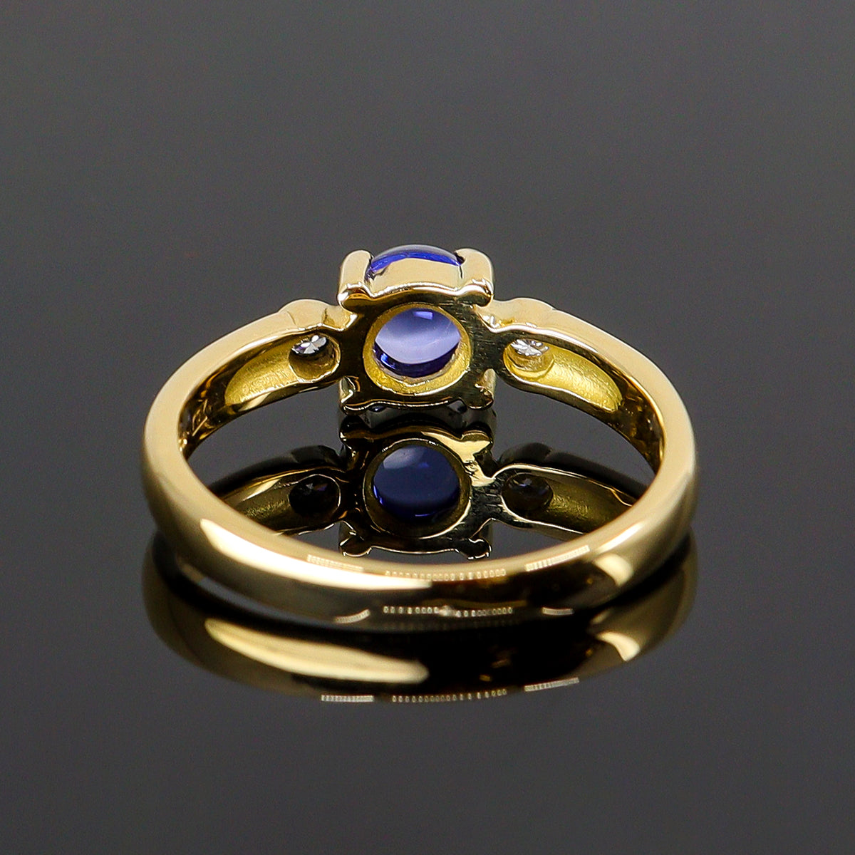 Pre-Owned Cabochon Tanzanite & Diamond Trilogy Ring