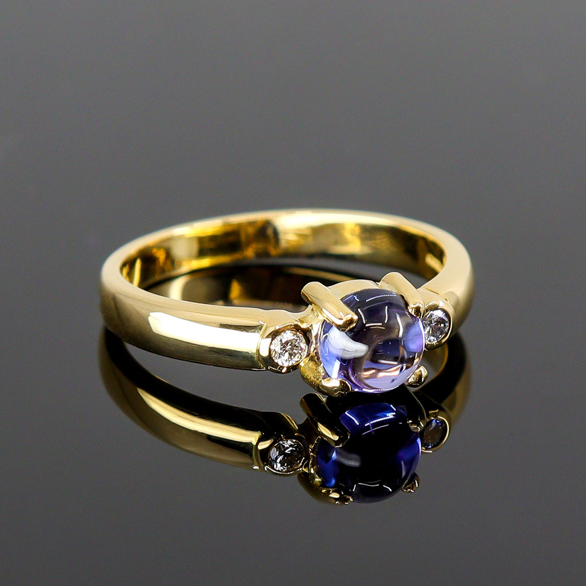 Pre-Owned Cabochon Tanzanite & Diamond Trilogy Ring