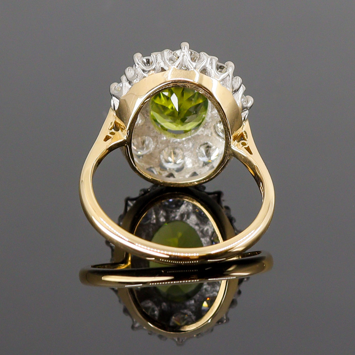 Pre-Owned Peridot & Diamond Cluster Ring