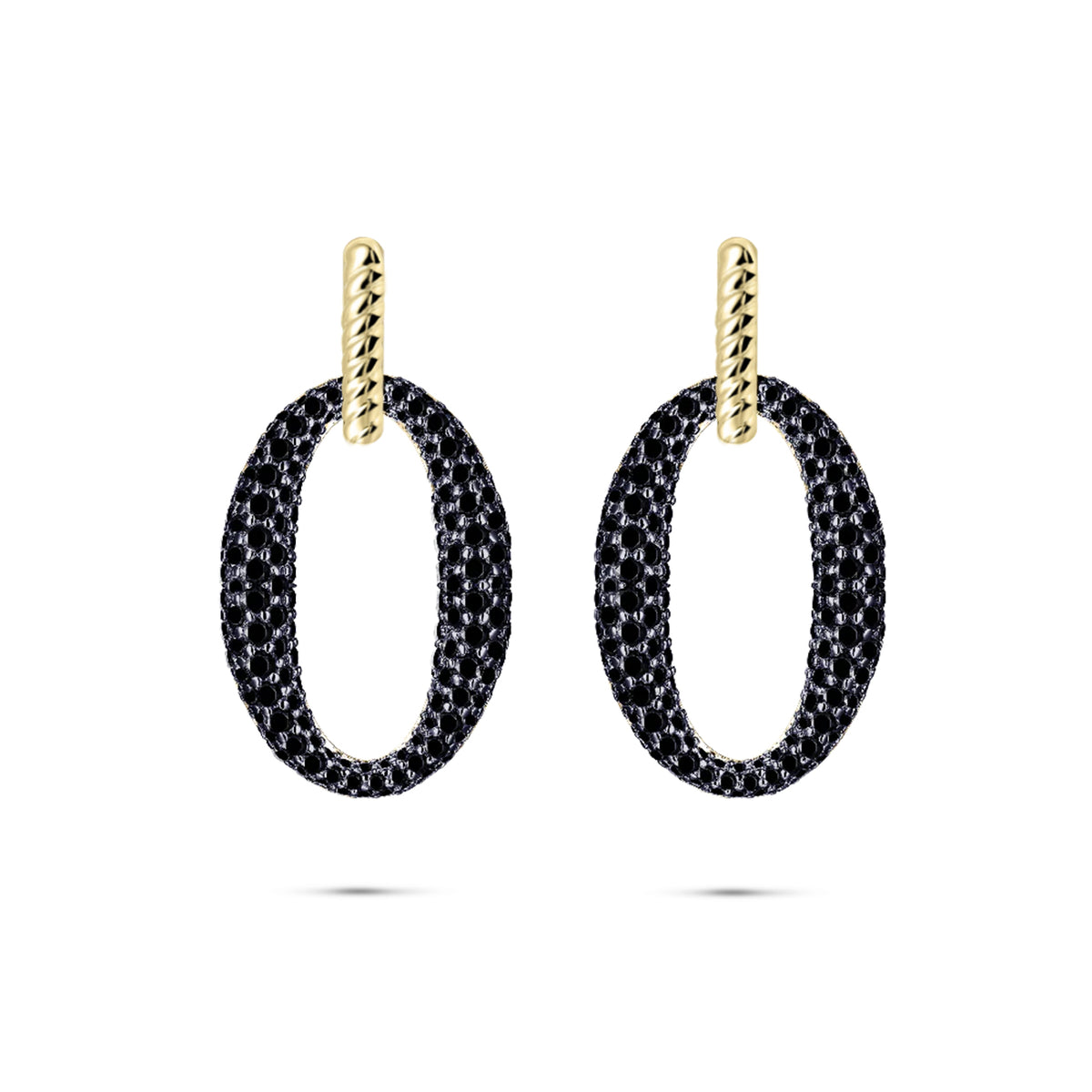 Gisser Gold Plated Sparkling Black Oval Hoop Drops