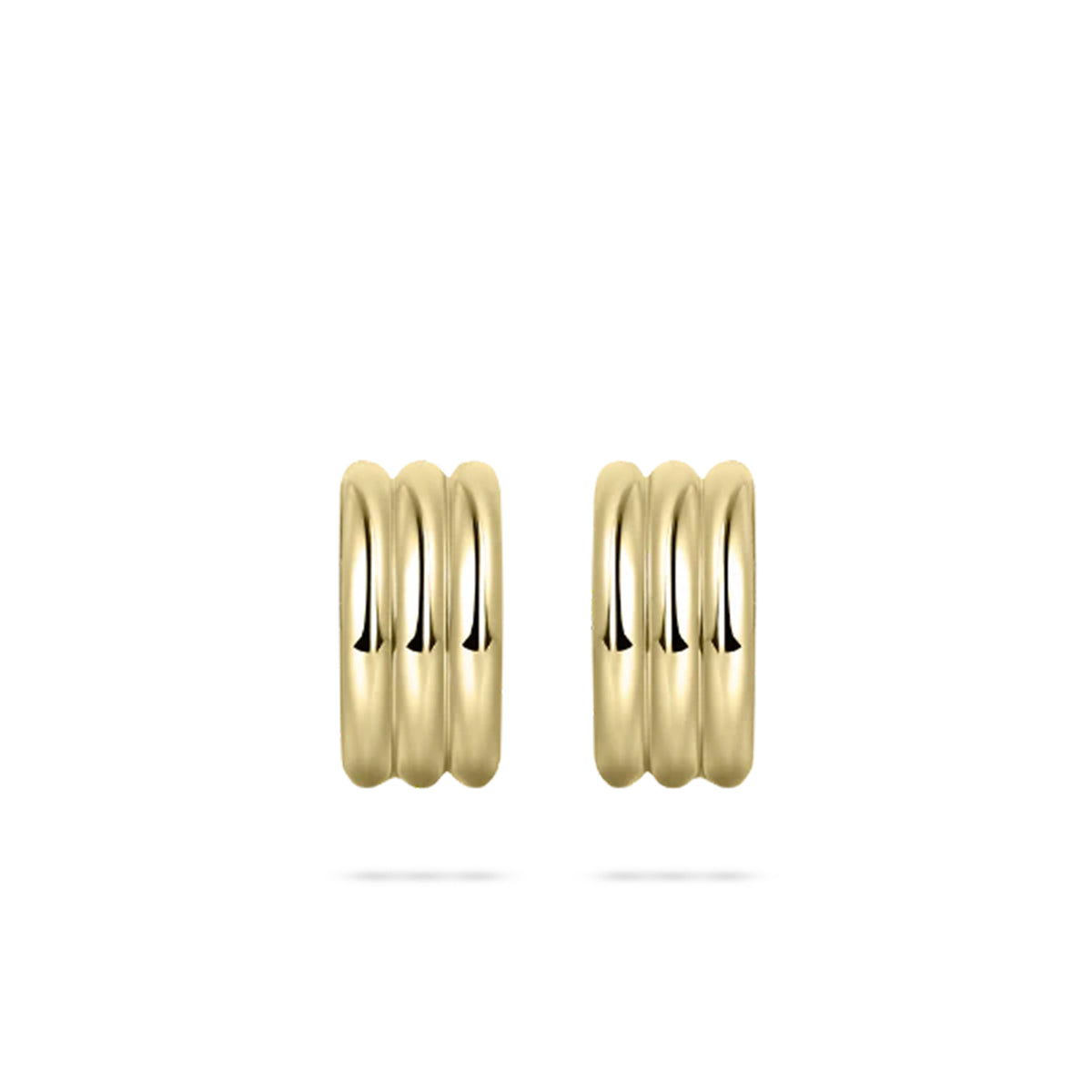 Gisser Gold Plated Triple Bold Bands Stud Earrings