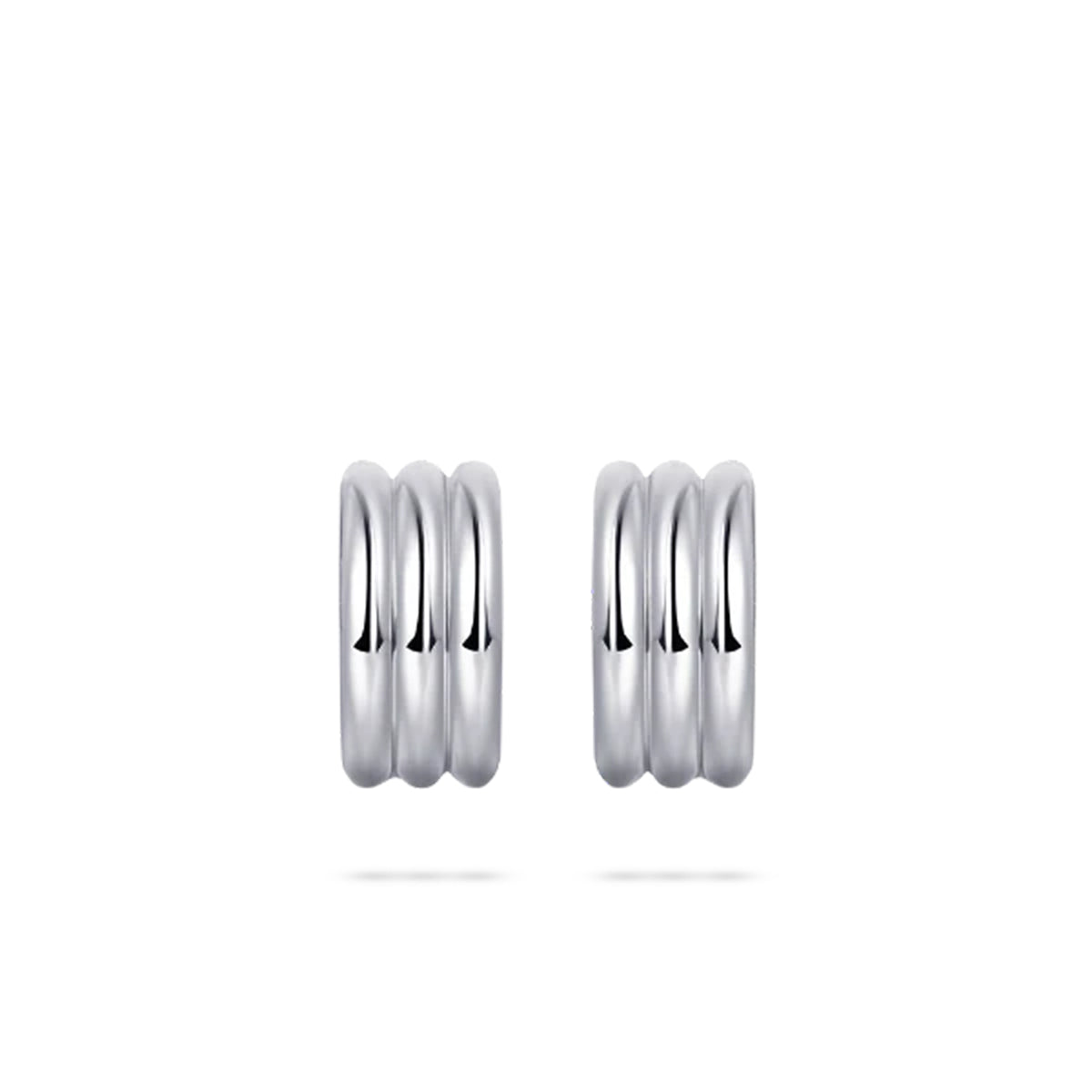 Gisser Silver Plated Triple Bold Bands Stud Earrings