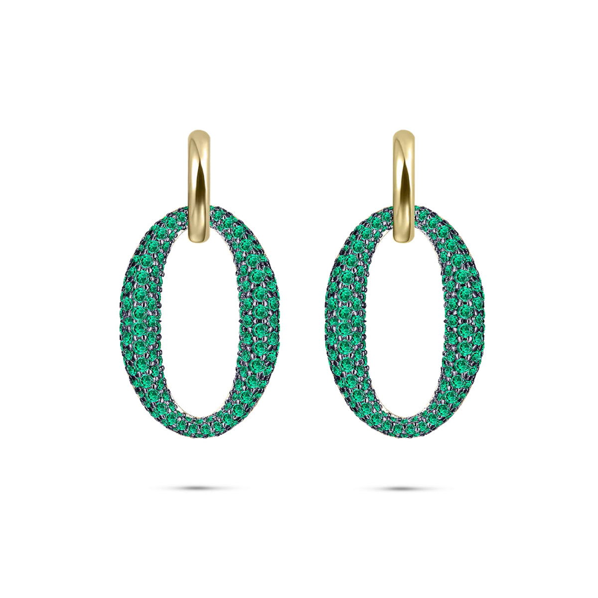 Gisser Gold Plated Sparkling Green Oval Hoop Drops