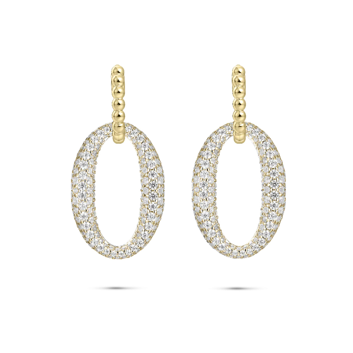 Gisser Gold Plated Sparkling Cubic Zirconia Oval Hoop Drops