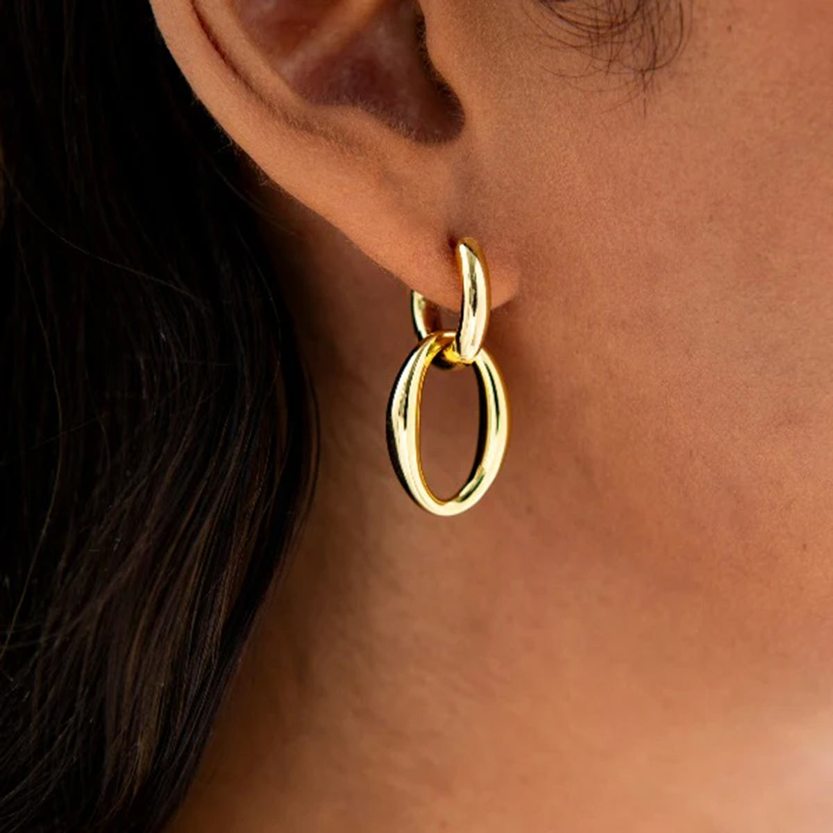 Gisser Gold Plated Oval Hoop Drops