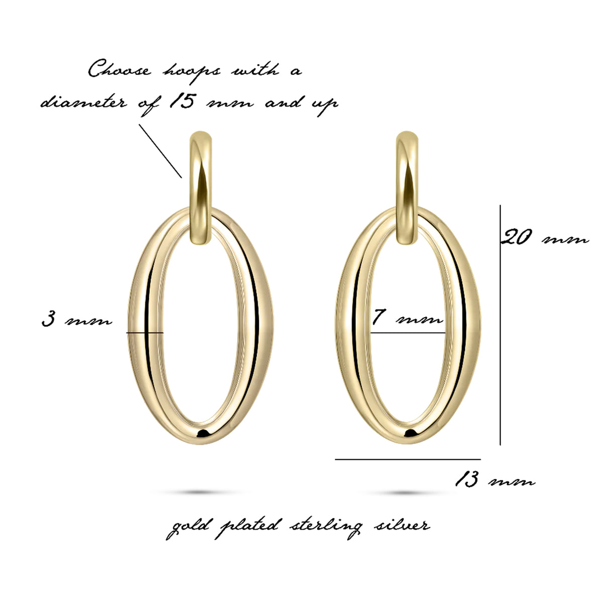 Gisser Gold Plated Oval Hoop Drops