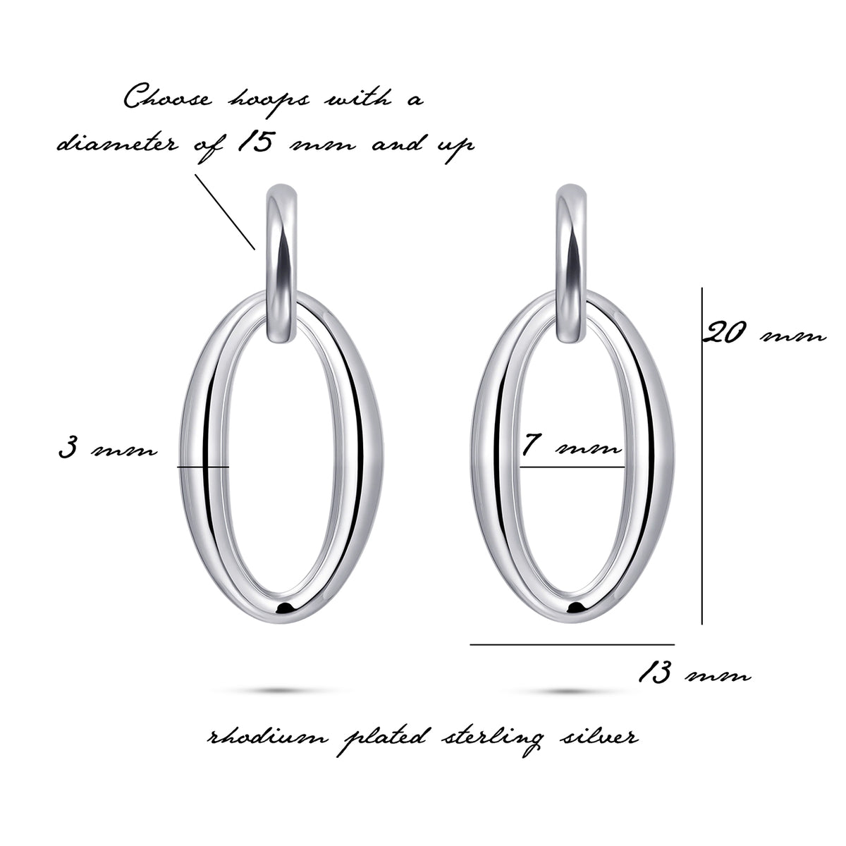 Gisser Silver Oval Hoop Drops