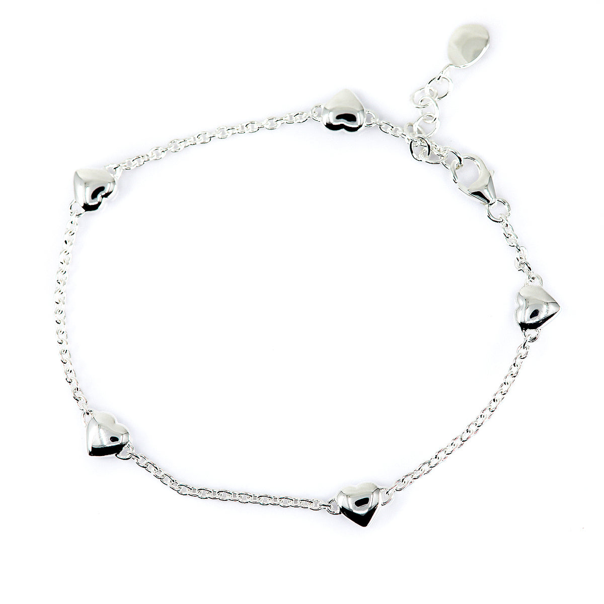 Lumi Sterling Silver Heart Station Bracelet