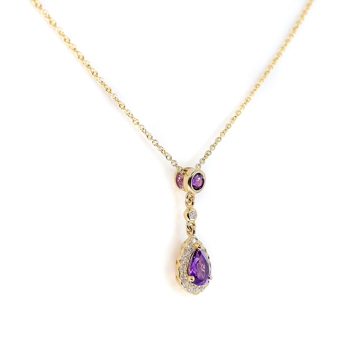 9ct Gold Amethyst & Diamond Necklace