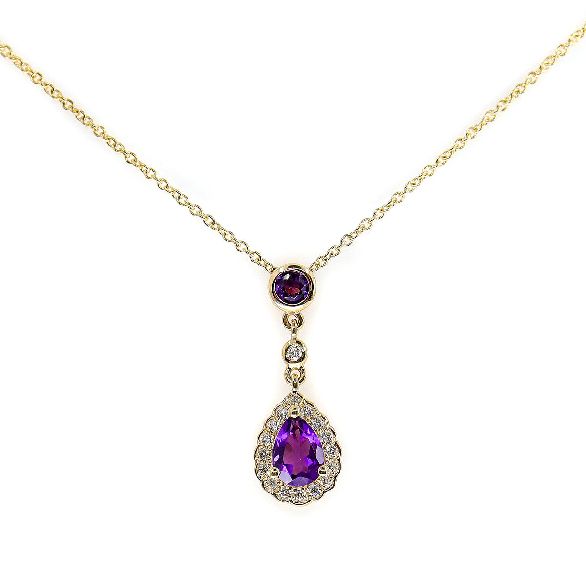 9ct Gold Amethyst & Diamond Necklace