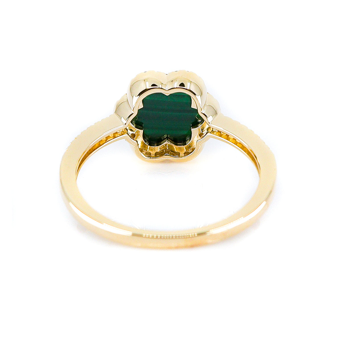 9ct Gold Malachite & Diamond Halo Ring