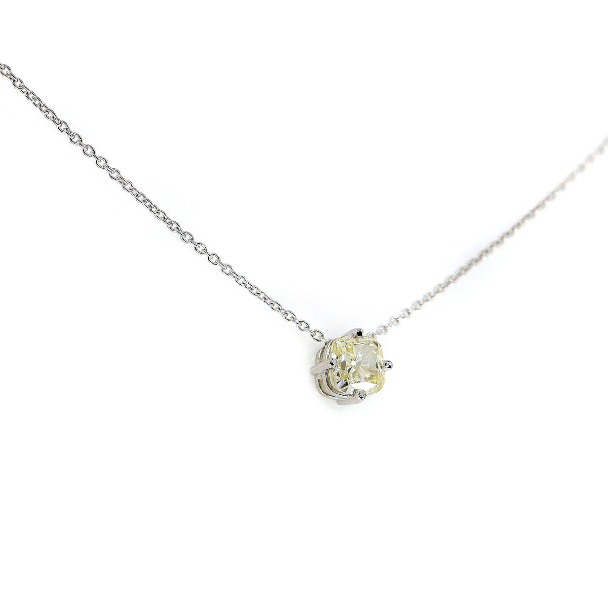 Platinum Lab Grown Fancy Colour Round Brilliant Cut 1.23ct Diamond Solitaire Pendant & Chain