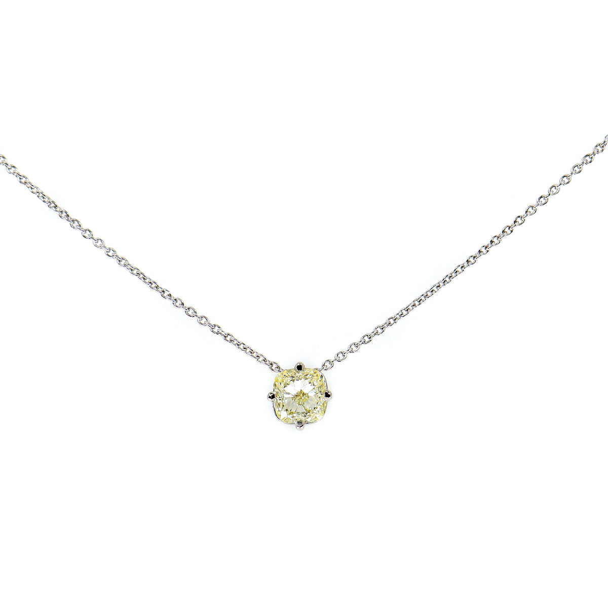 Platinum 1.23ct Lab Grown Fancy Colour Round Brilliant Cut  Diamond Solitaire Pendant & Chain