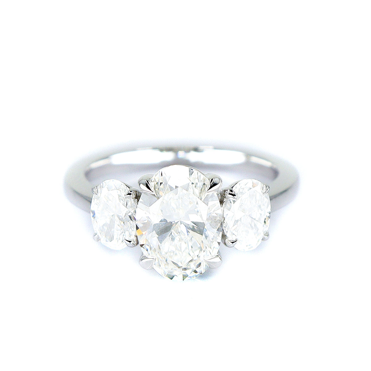 Platinum Lab Grown 3ct Diamond Oval Trilogy Ring