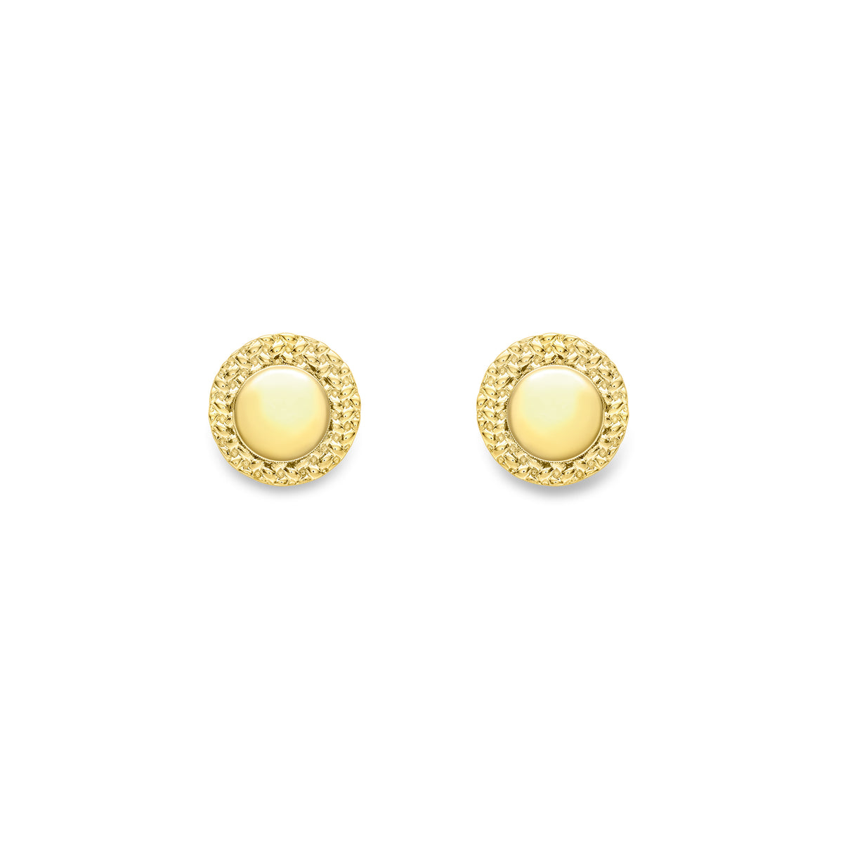 9ct Yellow Gold Textured Halo Stud Earrings