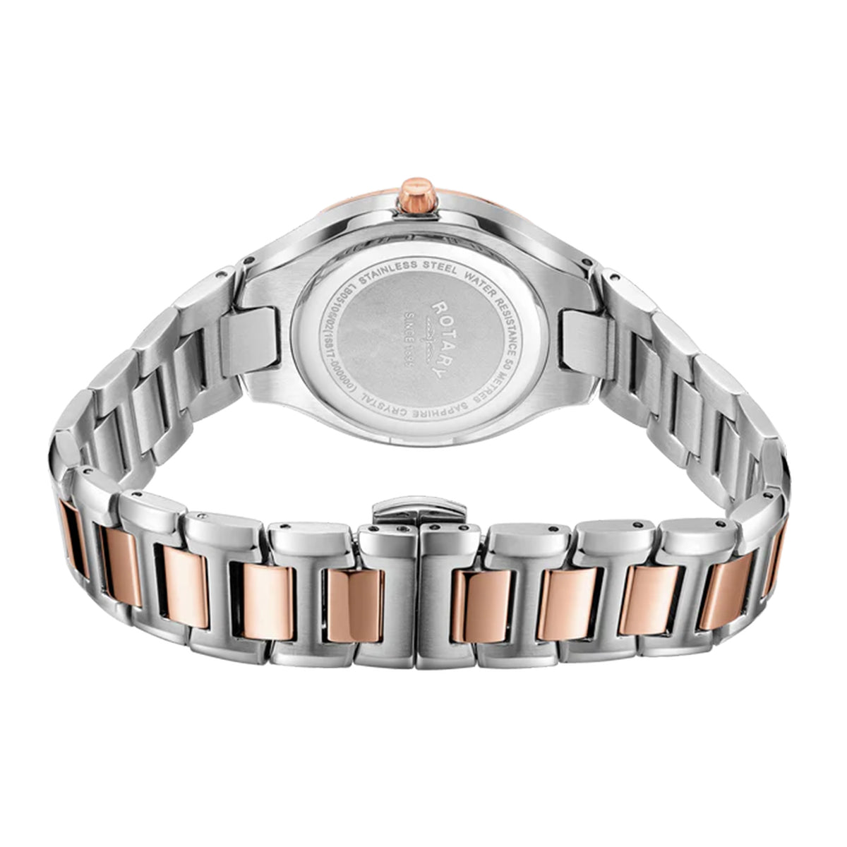 Rotary Ladies Kensington Stainless Steel Two Colour Rose Gold Contemporary Bracelet Watch