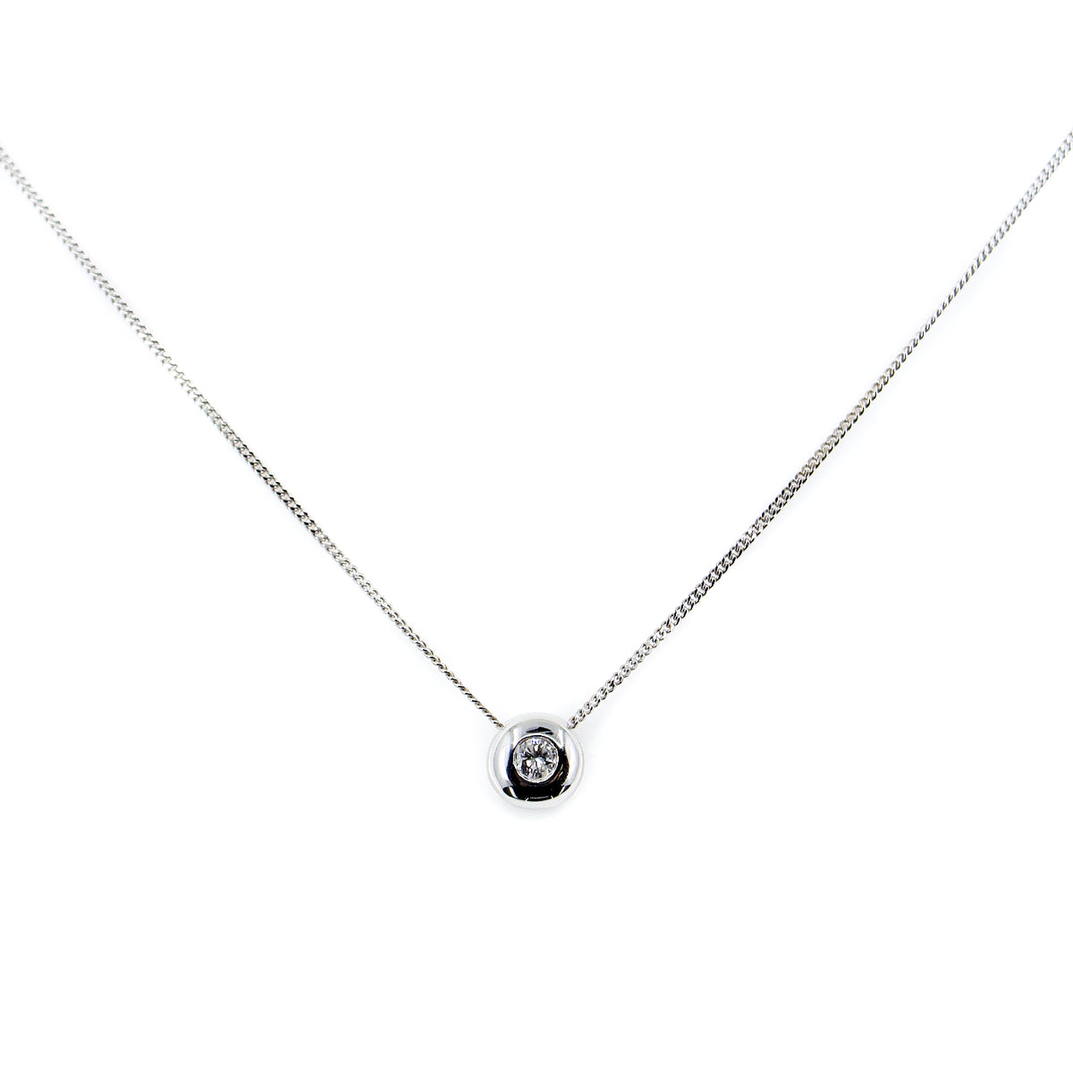 Pre-Owned 9ct White Gold 0.18ct Diamond Slider Necklace