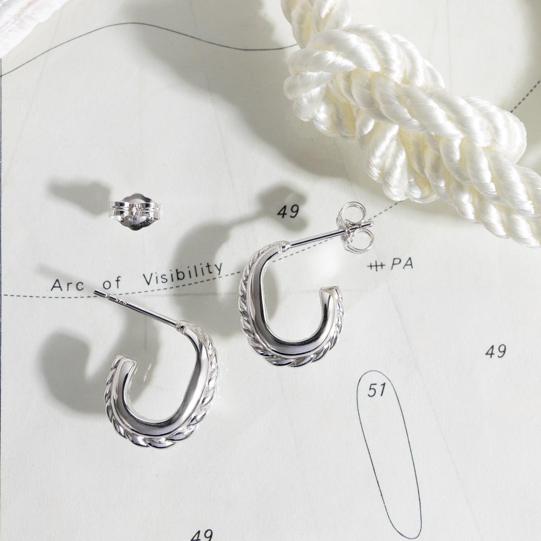 Kit Heath Sterling Silver Marina Rope Band Hoops