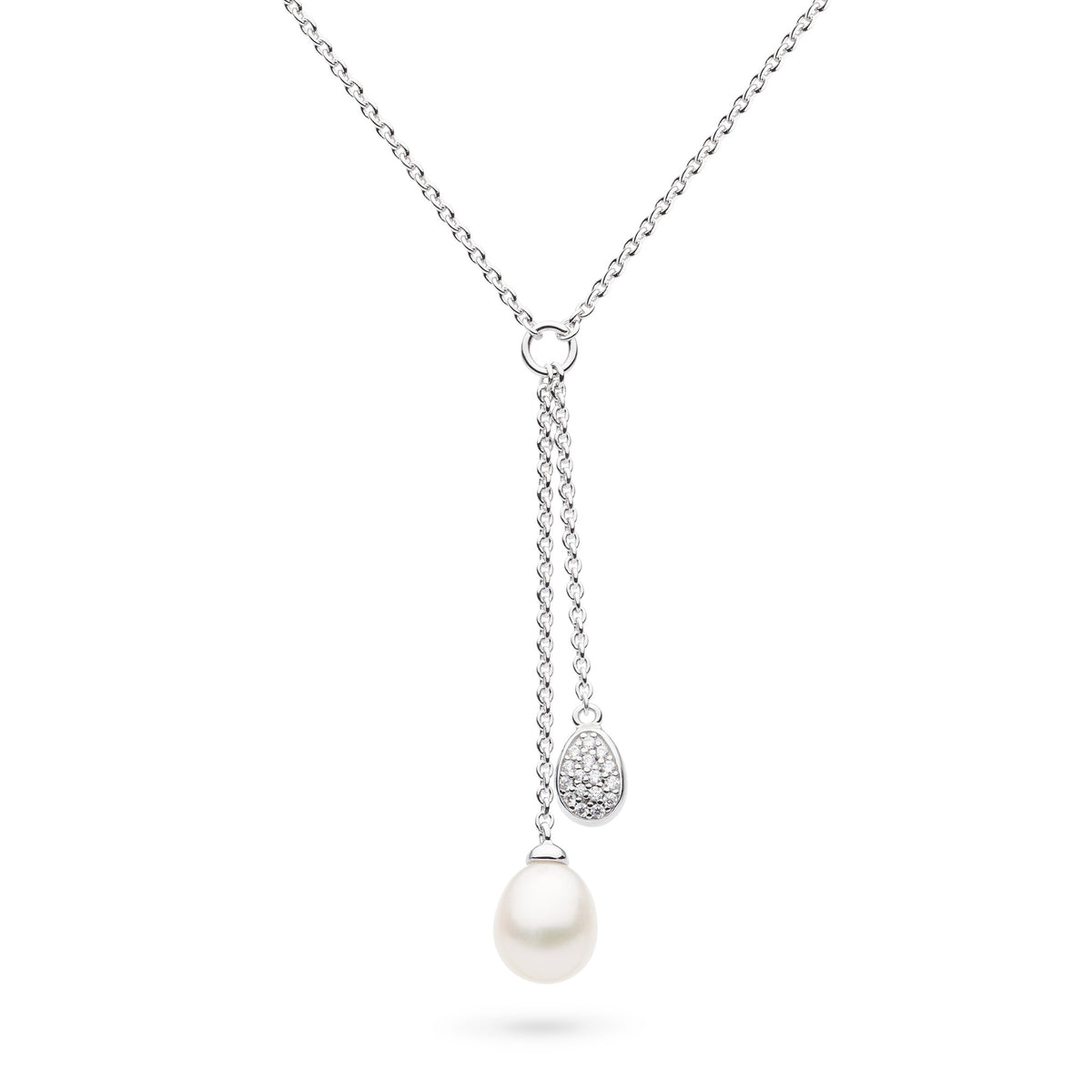 Kit Heath Coast Pebble Glisten Pavé & Pearl Lariat Style Necklace