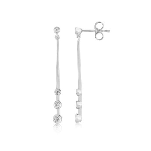 9ct White Gold Diamond Drop Earrings