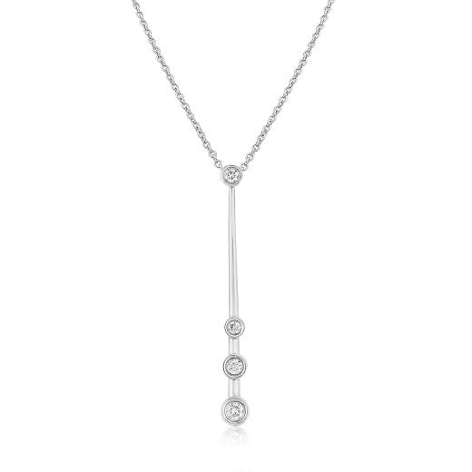 9ct White Gold Diamond Drop Pendant Necklace