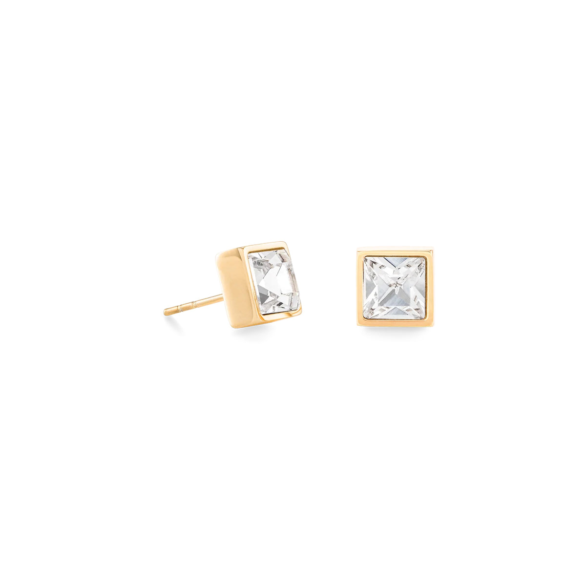 Coeur de Lion Square Gold Crystal Earrings