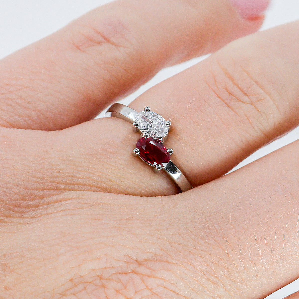 Platinum Ruby & Diamond Toi et Moi Ring