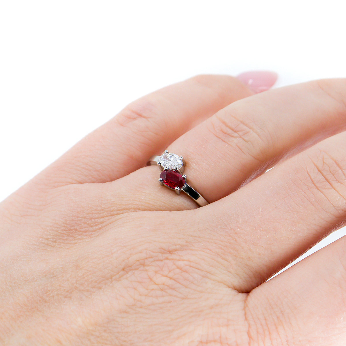 Platinum Ruby & Diamond Toi et Moi Ring