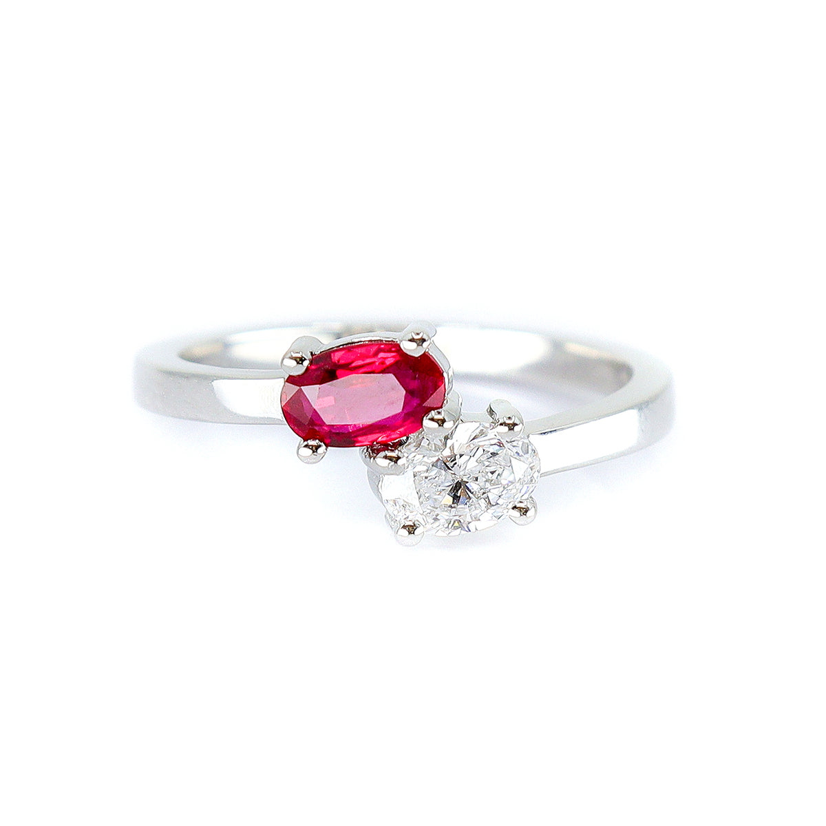 Platinum Ruby & Diamond Toi et Moi Ring