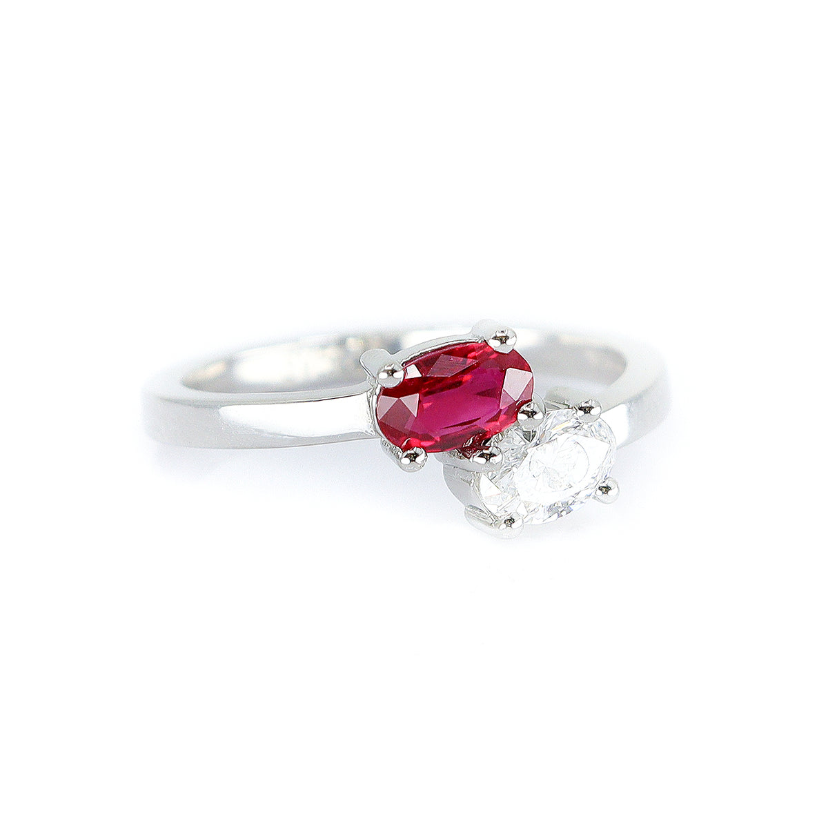 Platinum Ruby & Diamond Toi et Moi Ring