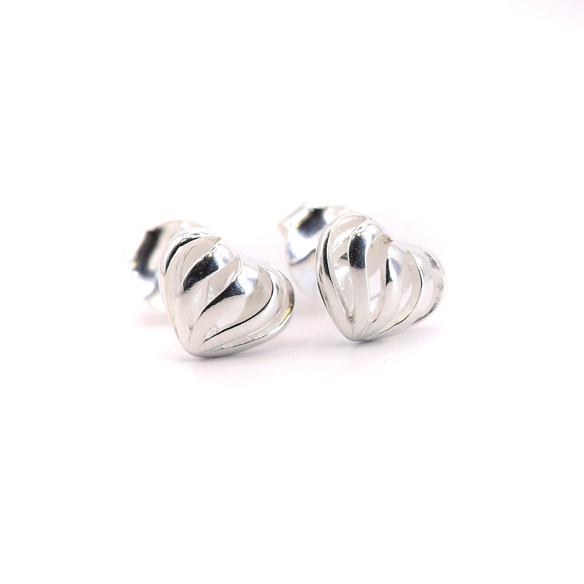 Lumi Sterling Silver Fancy Heart Stud Earrings